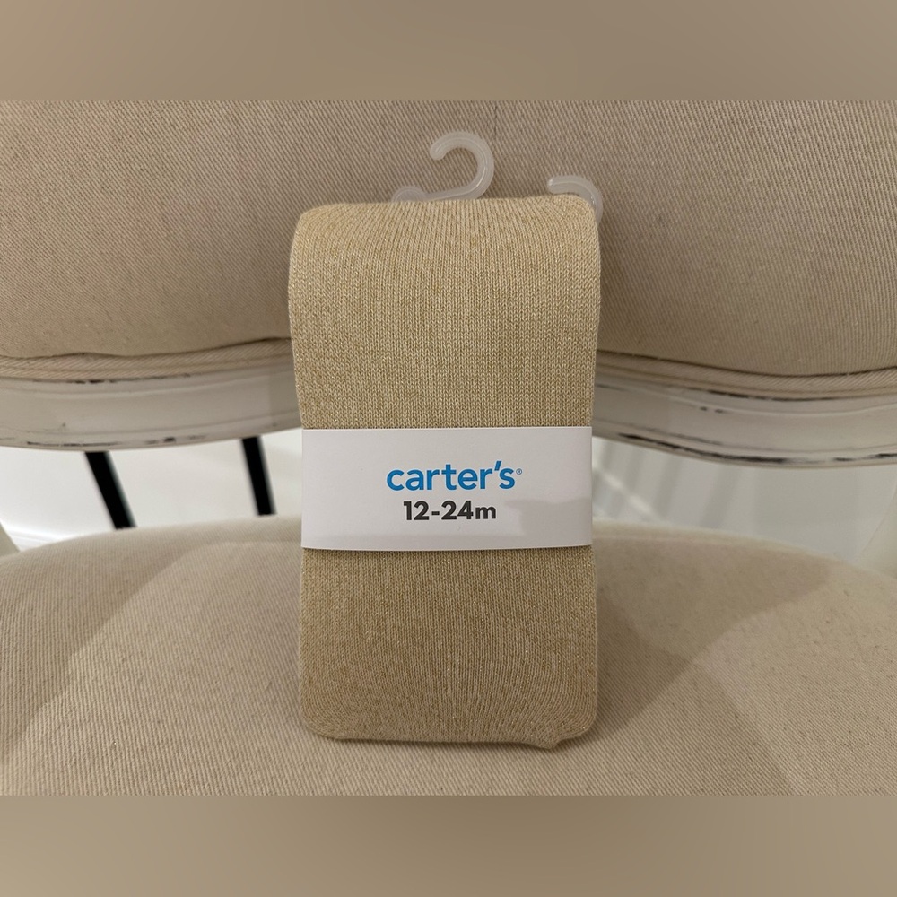🤍 12~24 Mth Carter's Gold Soft Knit Baby Tights NWT